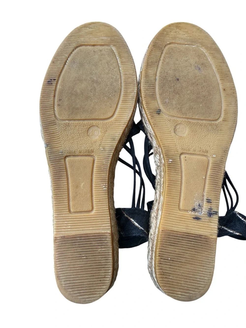 Toni Pons Black Gold Stripe Slingback Espadrilles EU Size 40 US 9 Euro Summer